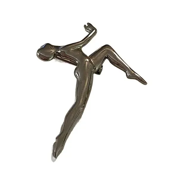 Art Deco Style Dancer Silhouette Brooch by JJ Jonette, 3" Long - Picture 8 of 10